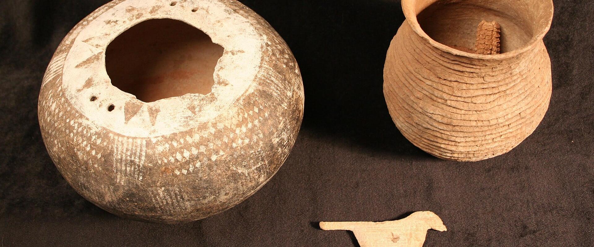 Ancestral Puebloan pottery at Edge of the Cedars State Park Museum