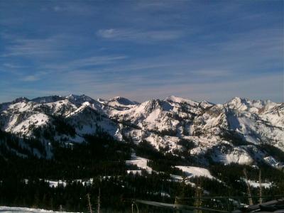 Snow-covered peaks above Brighton Resort