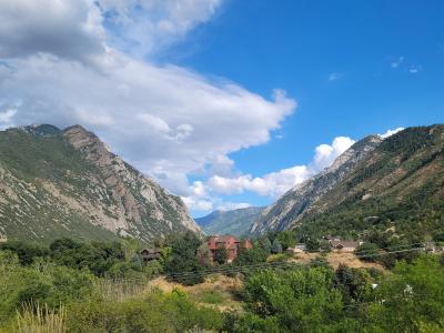 View up Little Cottonwood Canyon from near its mouth, Utah