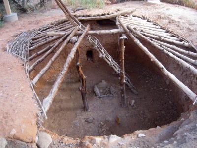 Excavated pithouse at Anasazi State Park Museum