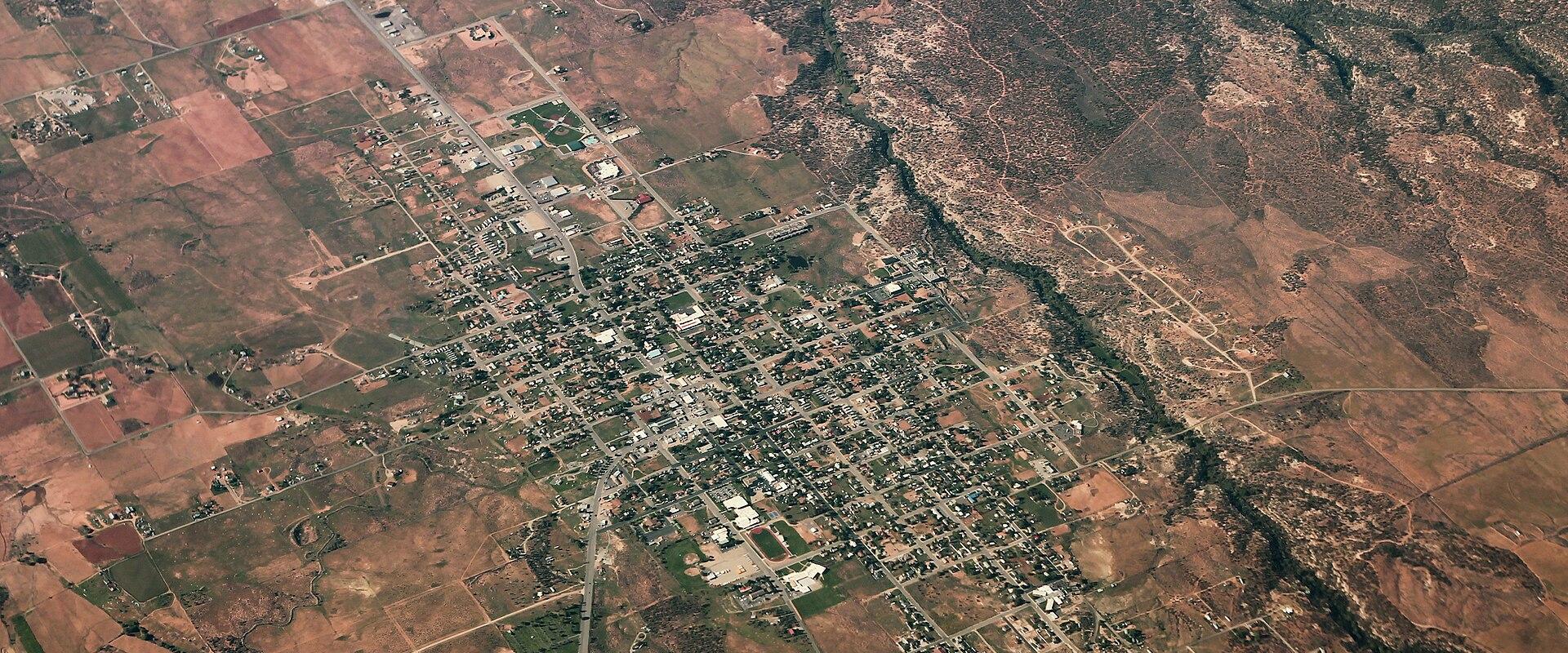 Aerial view of Blanding and the surrounding mesas