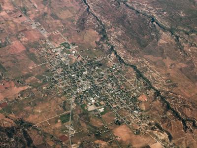 Aerial view of Blanding and the surrounding mesas