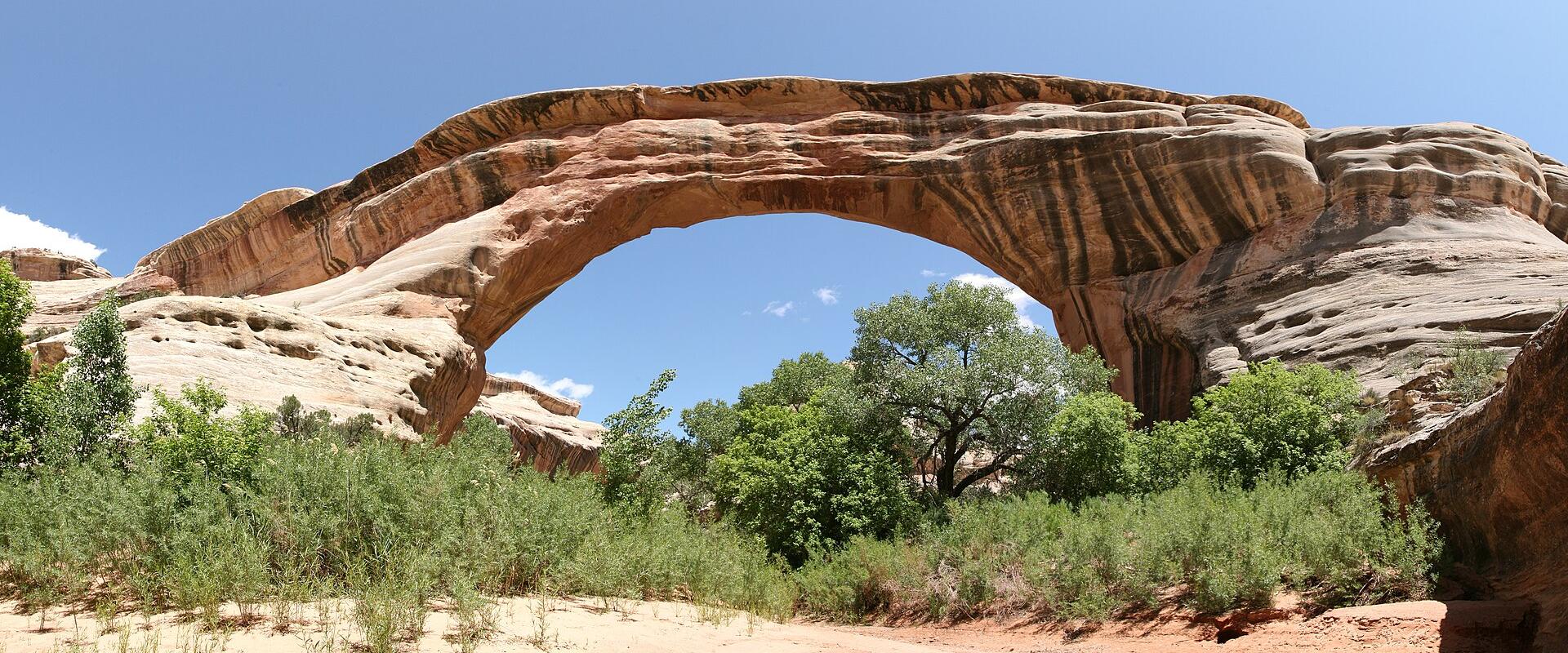 A natural sandstone bridge at Natural Bridges