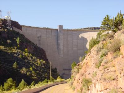 Flaming Gorge Dam in its red-rock canyon