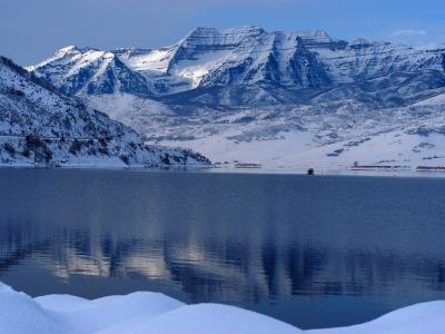 Deer Creek Reservoir below snowy Mount Timpanogos